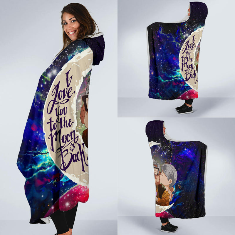 Up Couple Love You To The Moon Galaxy Economy Hooded Blanket Nearkii