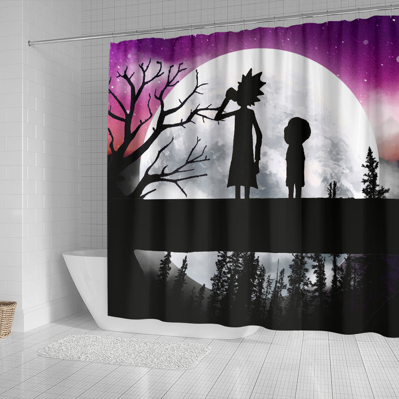 Rick And Morty Moon Night Shower Curtain Nearkii