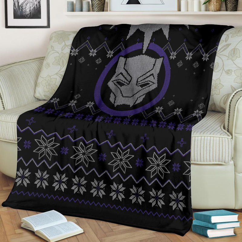 Black Panther Ugly Christmas Custom Blanket Home Decor Nearkii