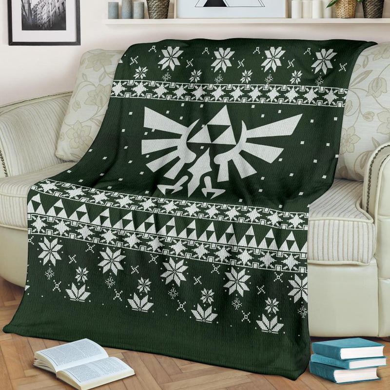 Legend Of Zelda Dark Green Sign Ugly Christmas Custom Blanket Home Decor Nearkii