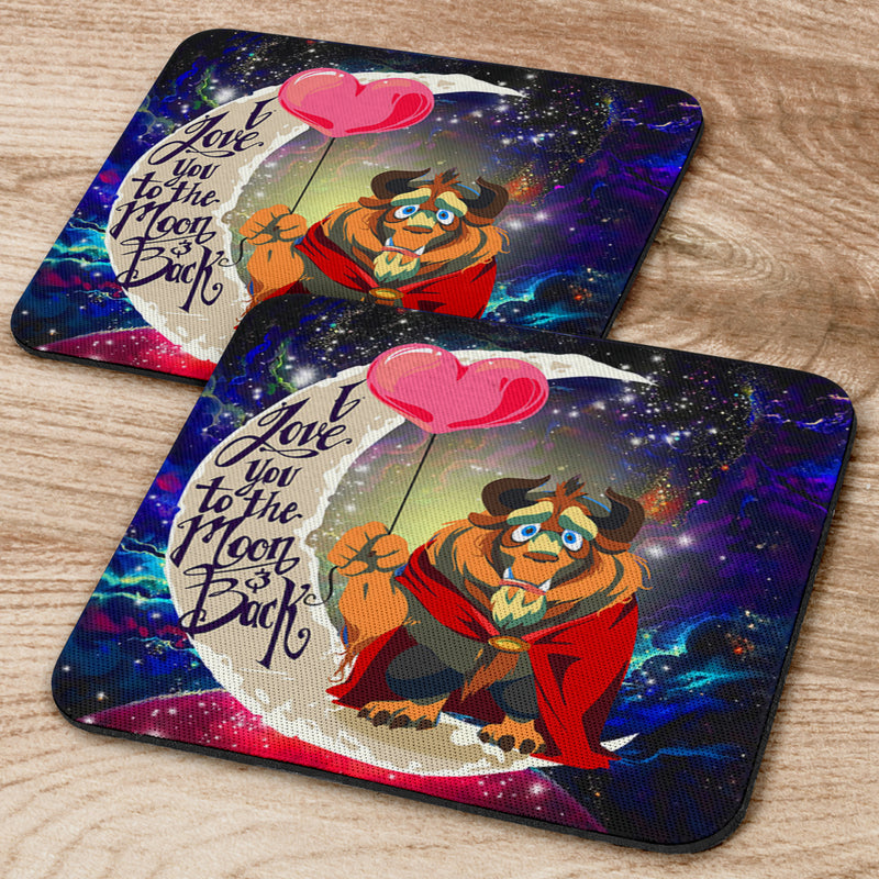 Beauty And The Beast Love You To The Moon Galaxy Square Coasters