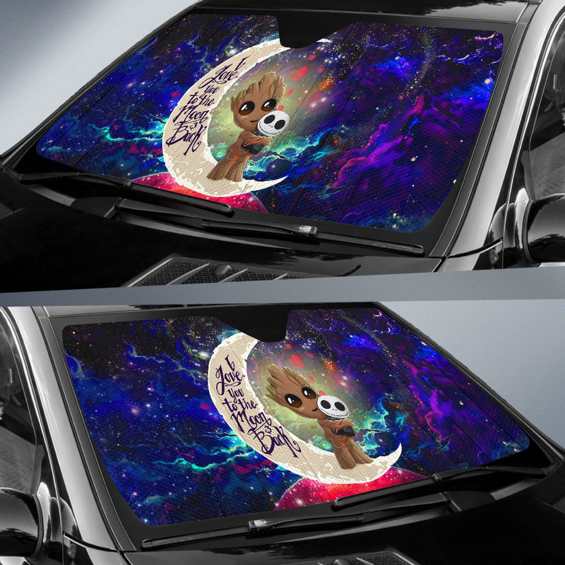 Groot Hold Jack Skelington Love You To The Moon Galaxy Car Auto Sunshades Nearkii