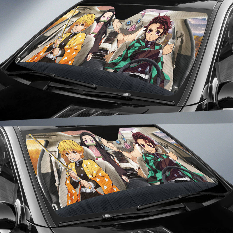 Anime Demon Slayer Team Funny Car Auto Sun Shades Windshield Accessories Decor Gift Nearkii