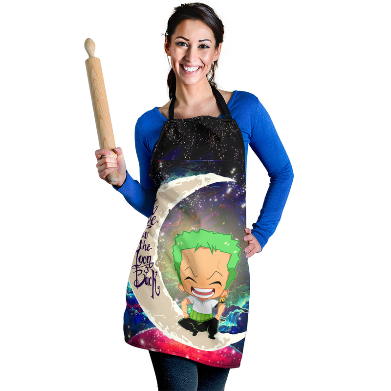 Zoro One Piece Love You To The Moon Galaxy Custom Apron Best Gift For Anyone Who Loves Cooking