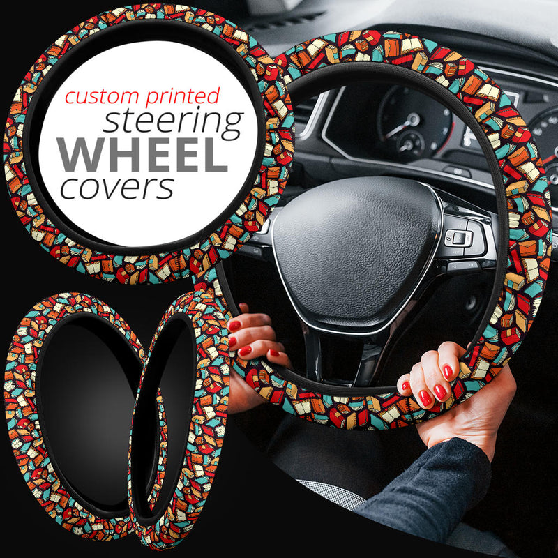 Book Black Background Premium Car Steering Wheel Cover Nearkii