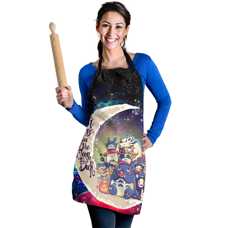 Ghibli Character Love You To The Moon Galaxy Custom Apron Best Gift For Anyone Who Loves Cooking