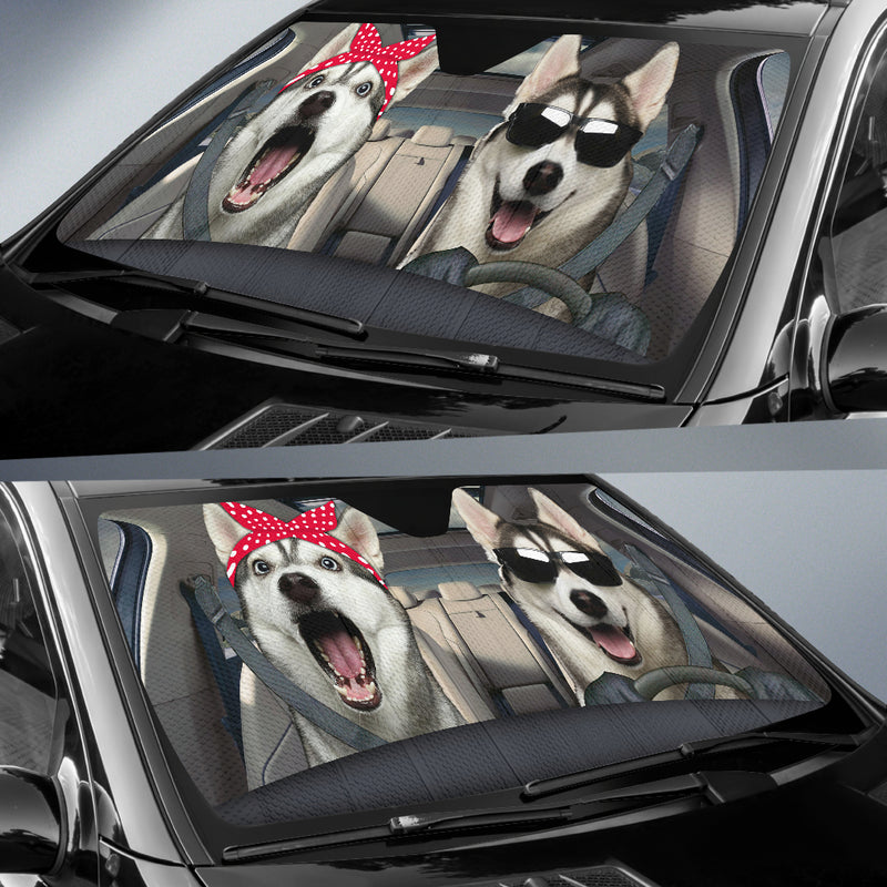 Funny Husky Couple Car Auto Sunshades Nearkii