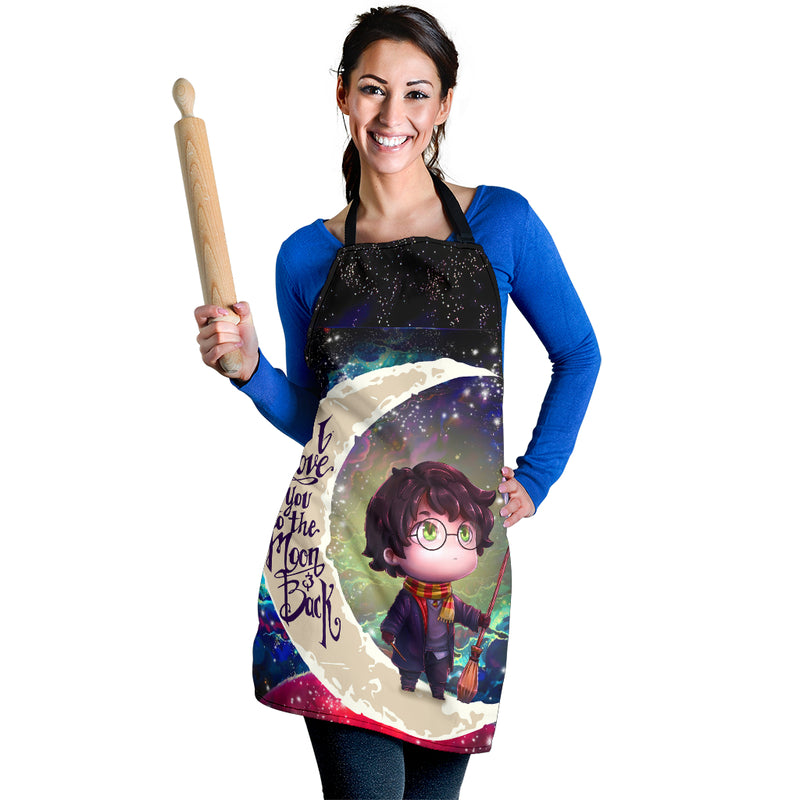Harry Potter Chibi Love You To The Moon Galaxy Custom Apron Best Gift For Anyone Who Loves Cooking