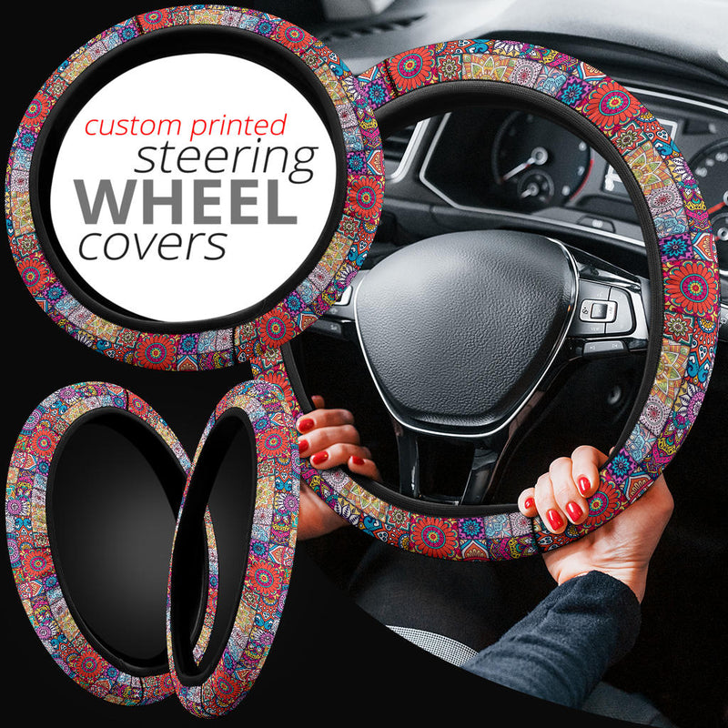 Color Flowers Premium Car Steering Wheel Cover Nearkii