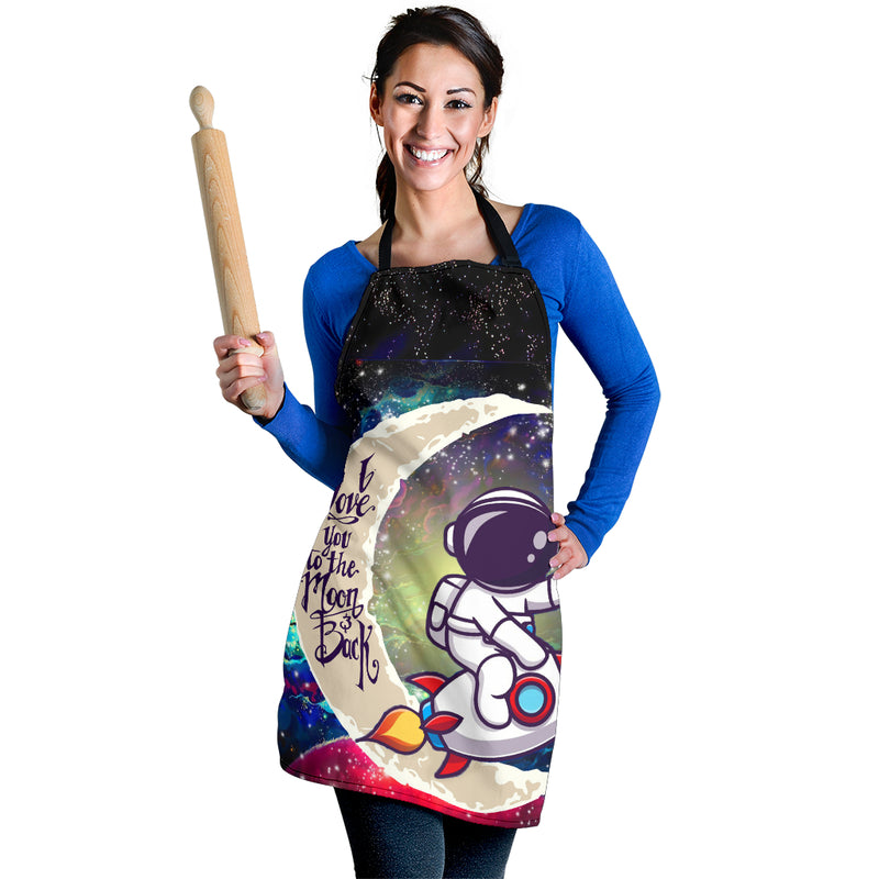 Astronaut Chibi Love You To The Moon Galaxy Custom Apron Best Gift For Anyone Who Loves Cooking Nearkii