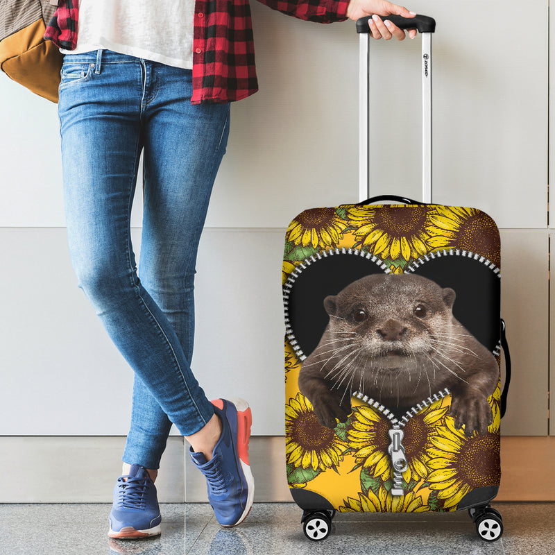 Beaver Sunflower Zipper Luggage Cover Suitcase Protector Nearkii