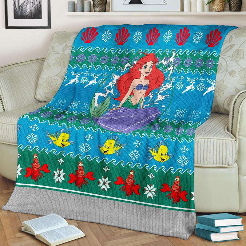 A Little Mermaid Ugly Christmas Custom Blanket Home Decor Nearkii