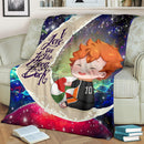 Cute Hinata Haikyuu Love You To The Moon Galaxy Premium Blanket Nearkii