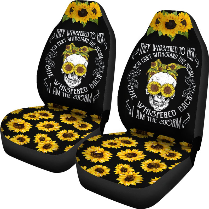 Best Skull Sunflower I Am The Storm Premium Custom Car Seat Covers Decor Protector Nearkii