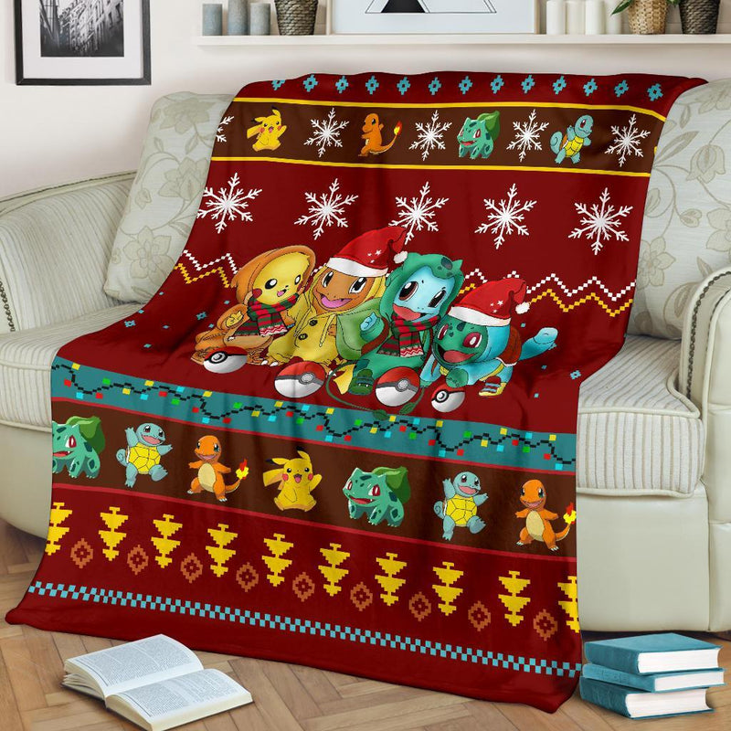 Red Gearzime Pokemon Pikachu Christmas Blanket Amazing Gift Idea Nearkii