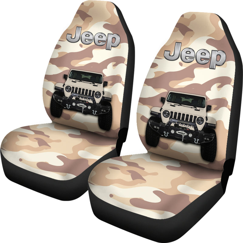 Cream White Jeep Camouflage Premium Custom Car Seat Covers Decor Protectors Nearkii