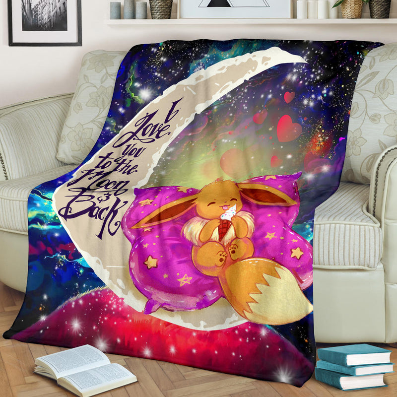 Cute Eevee Pokemon Sleep Night Love You To The Moon Galaxy Blanket Nearkii