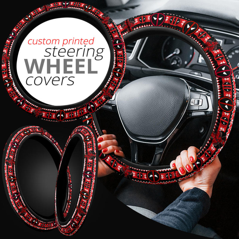 Deadpool White Christmas Premium Custom Car Steering Wheel Cover Nearkii