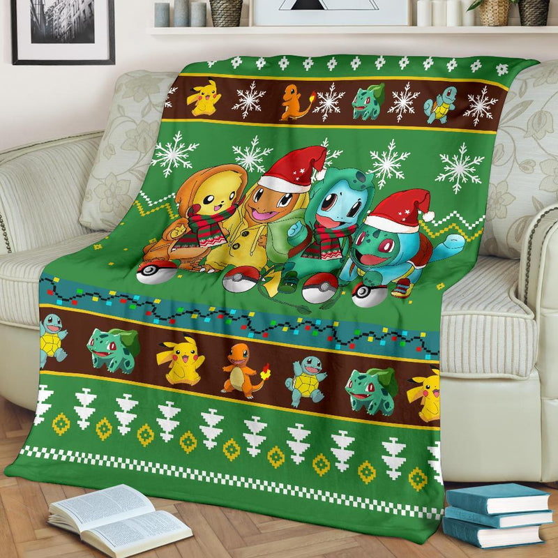 Green Gearzime Pokemon Pikachu Christmas Blanket Amazing Gift Idea Nearkii