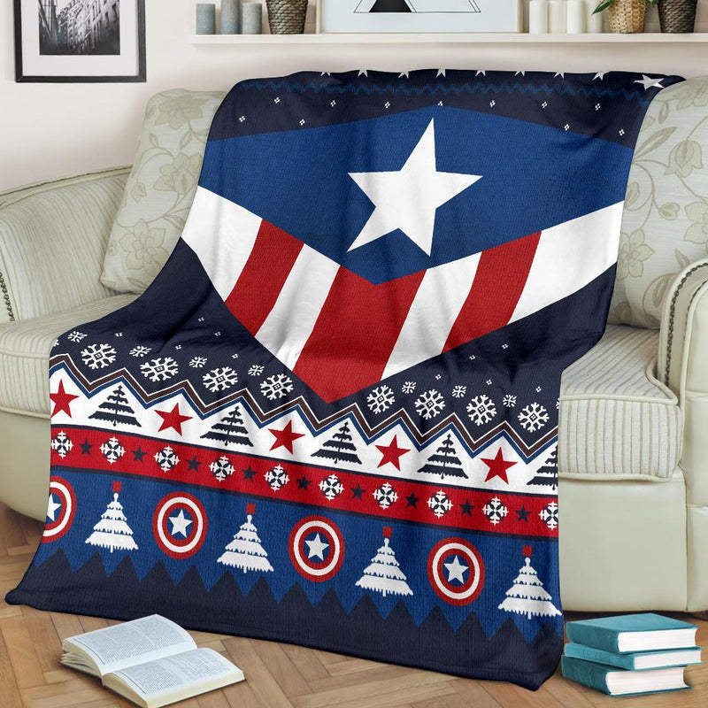 Captain America Ugly Christmas Custom Blanket Home Decor Nearkii