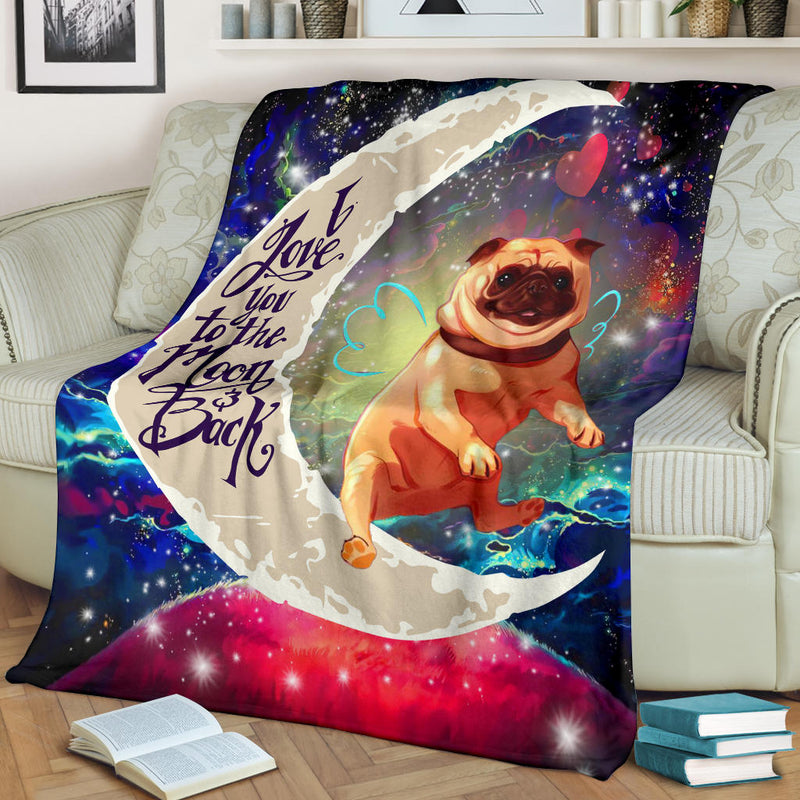 Cute Bull Dog Love You To The Moon Galaxy Blanket Nearkii