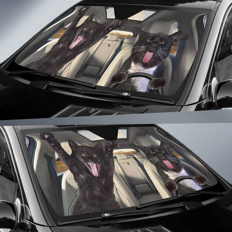 Funny Black Cat Car Auto Sunshades Nearkii