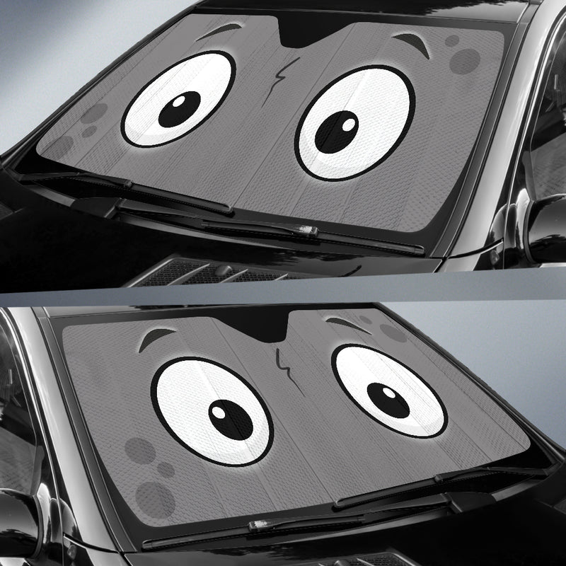 Grey Slight Surprised Cartoon Eyes Car Auto Sunshades Nearkii