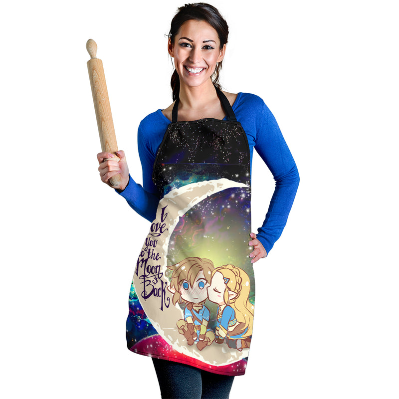 Legend Of Zelda Couple Chibi Couple Love You To The Moon Galaxy Custom Apron Best Gift For Anyone Who Loves Cooking