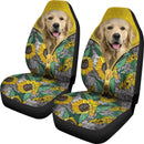 Fun Car Decor Golden Sunflower Zip Premium Custom Car Seat Covers Decor Protector
