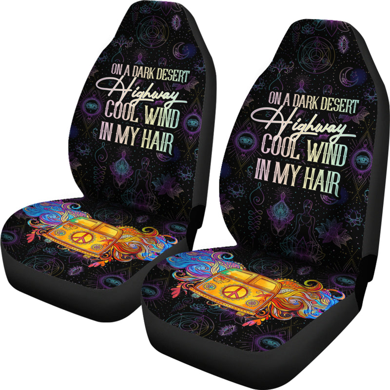 On A Dark Desert Hippie Van Premium Custom Car Seat Covers Decor Protectors Nearkii