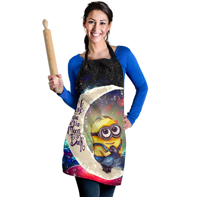 Cute Minions Despicable Me Love You To The Moon Galaxy Custom Apron Best Gift For Anyone Who Loves Cooking Nearkii
