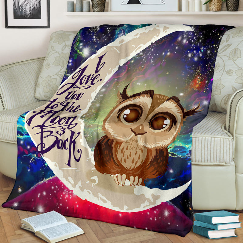 Cute Owl Love You To The Moon Galaxy Premium Blanket Nearkii