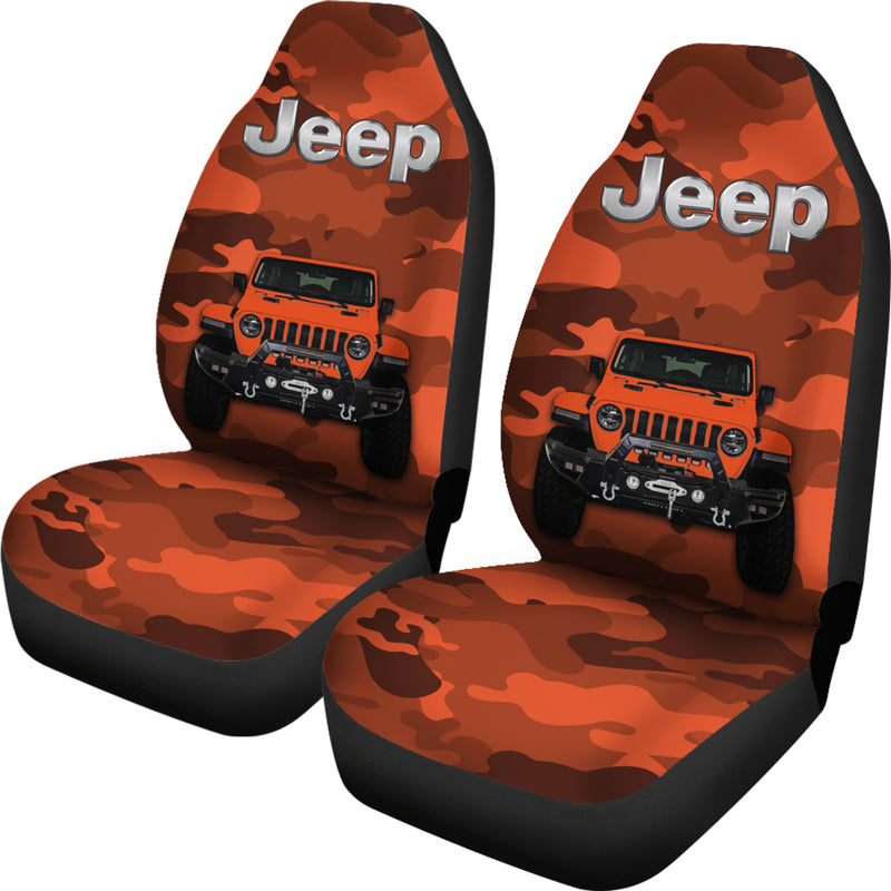 Orange Jeep Camouflage Premium Custom Car Seat Covers Decor Protectors Nearkii