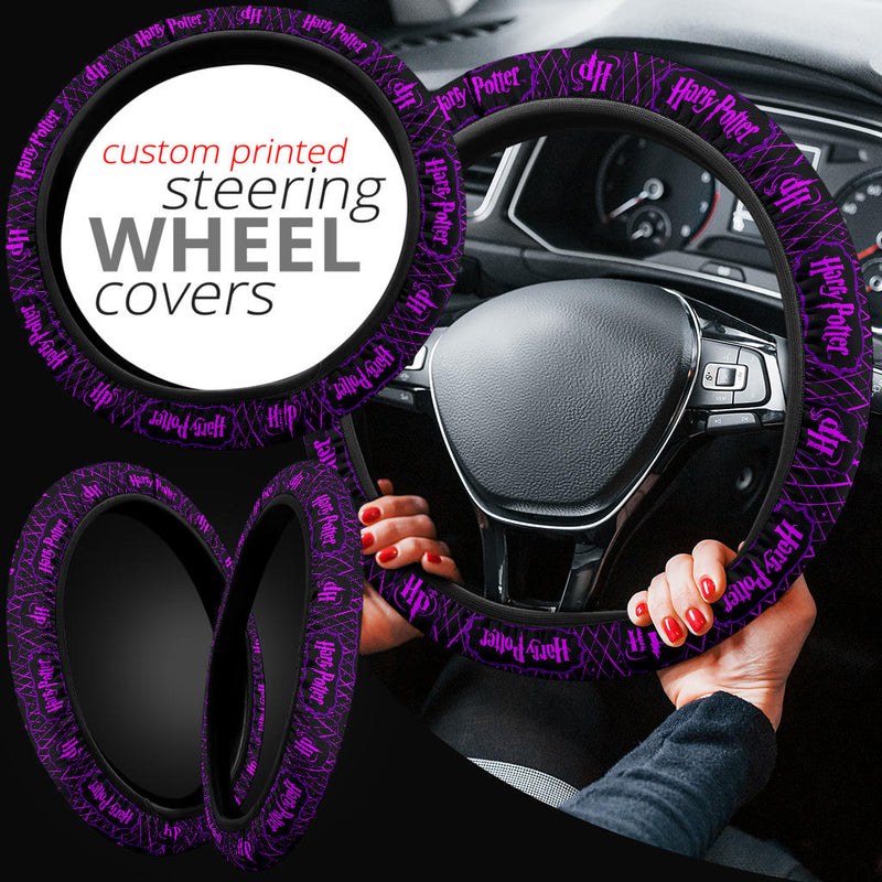 Harry Potter Farbic Purple Pattern Premium Car Steering Wheel Cover Nearkii
