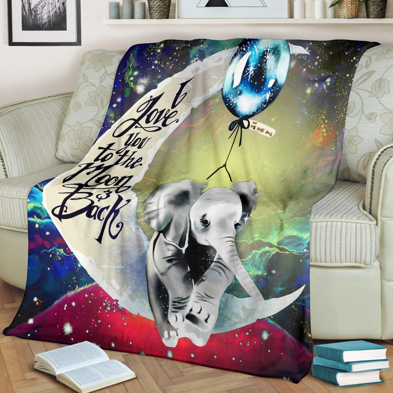 Elephant Love You To The Moon Galaxy Premium Blanket Nearkii