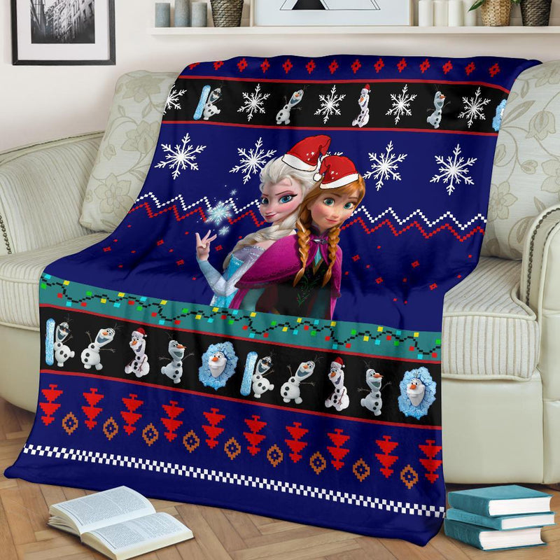 Blue Frozen Christmas Blanket Amazing Gift Idea Nearkii