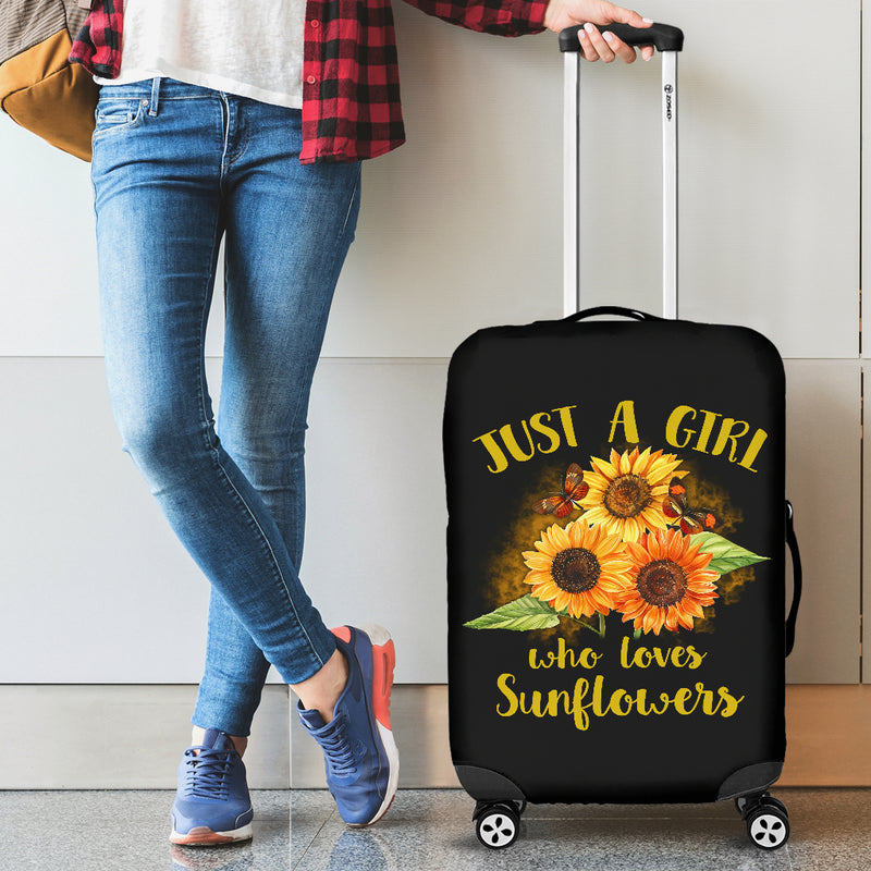 Sunflowers Just A Girl Who Loves Sunflowers Art Luggage Cover Suitcase Protector Suitcase Protector Nearkii