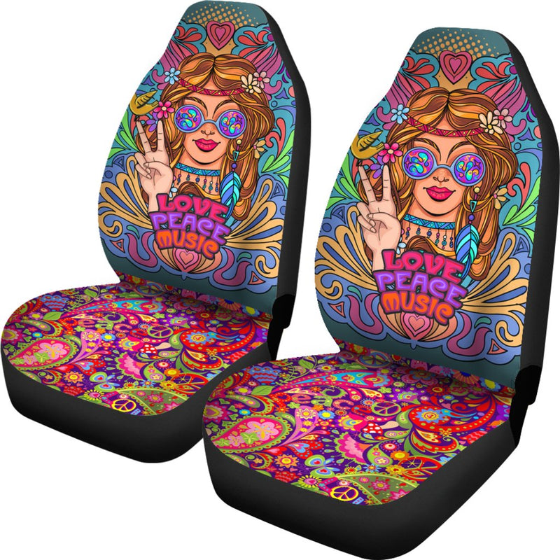 Best Hippie Girl In Psychedelic Glasses Premium Custom Car Seat Covers Decor Protector Nearkii
