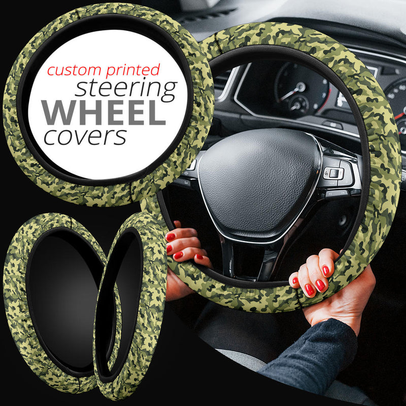 Camouflage Military US Army Green Premium Car Steering Wheel Cover Nearkii