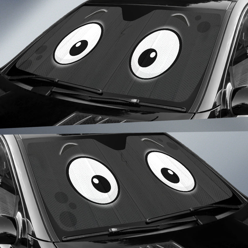 Black Slight Surprised Cartoon Eyes Car Auto Sunshades Nearkii