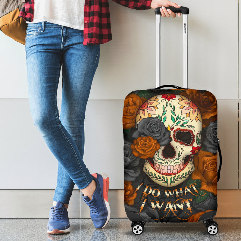 I Do What I Want Skull Luggage Cover Suitcase Protector Nearkii