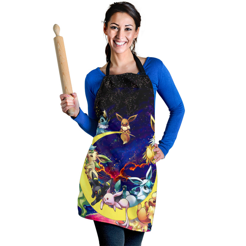 Eevee Evolution Pokemon Family Love You To The Moon Galaxy Custom Apron Best Gift For Anyone Who Loves Cooking Nearkii