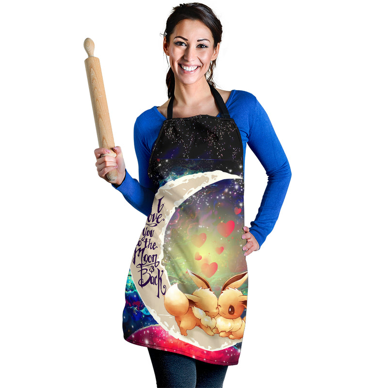 Cute Eevee Pokemon Couple Love You To The Moon Galaxy Custom Apron Best Gift For Anyone Who Loves Cooking