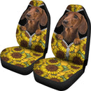 Sunflower Brown Dachshund Premium Custom Car Seat Covers Decor Protector