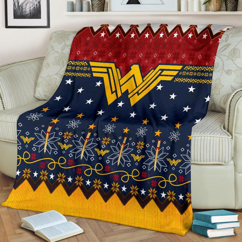 Wonder Woman Ugly Christmas Custom Blanket Home Decor Nearkii