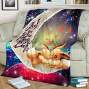 Cute Eevee Pokemon Couple Love You To The Moon Galaxy Premium Blanket Nearkii
