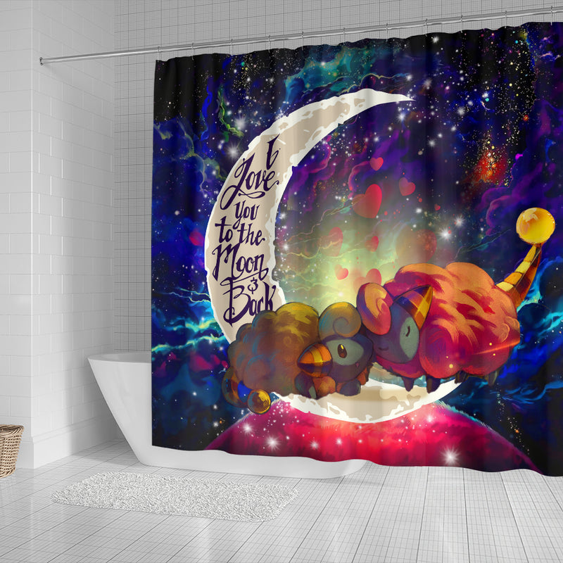 Mareep Pokemon Love You To The Moon Galaxy Shower Curtain Nearkii