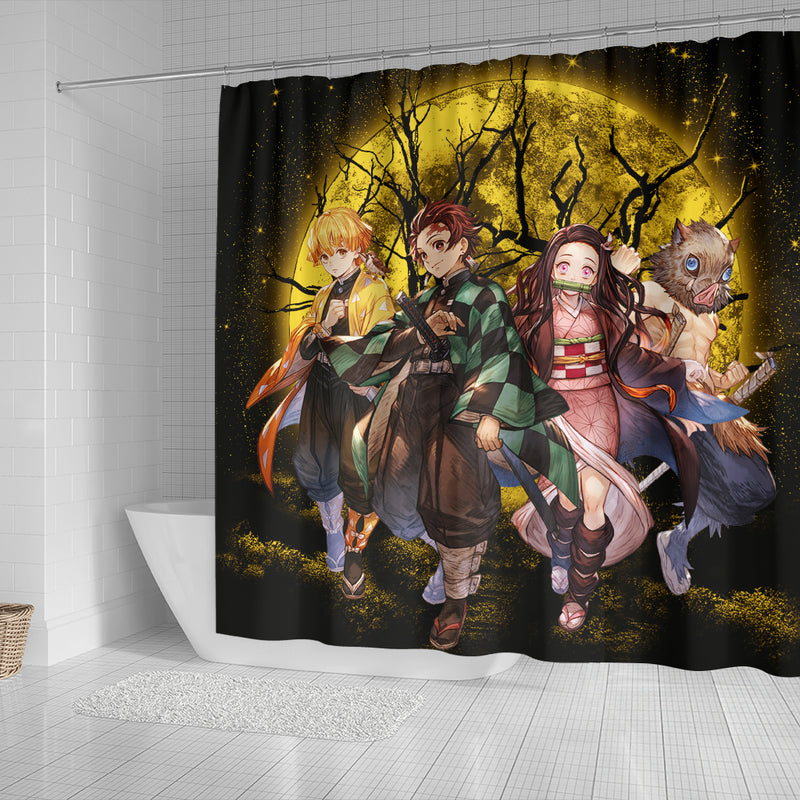 Demon Slayer Team Moonlight Yellow Anime Shower Curtain Nearkii