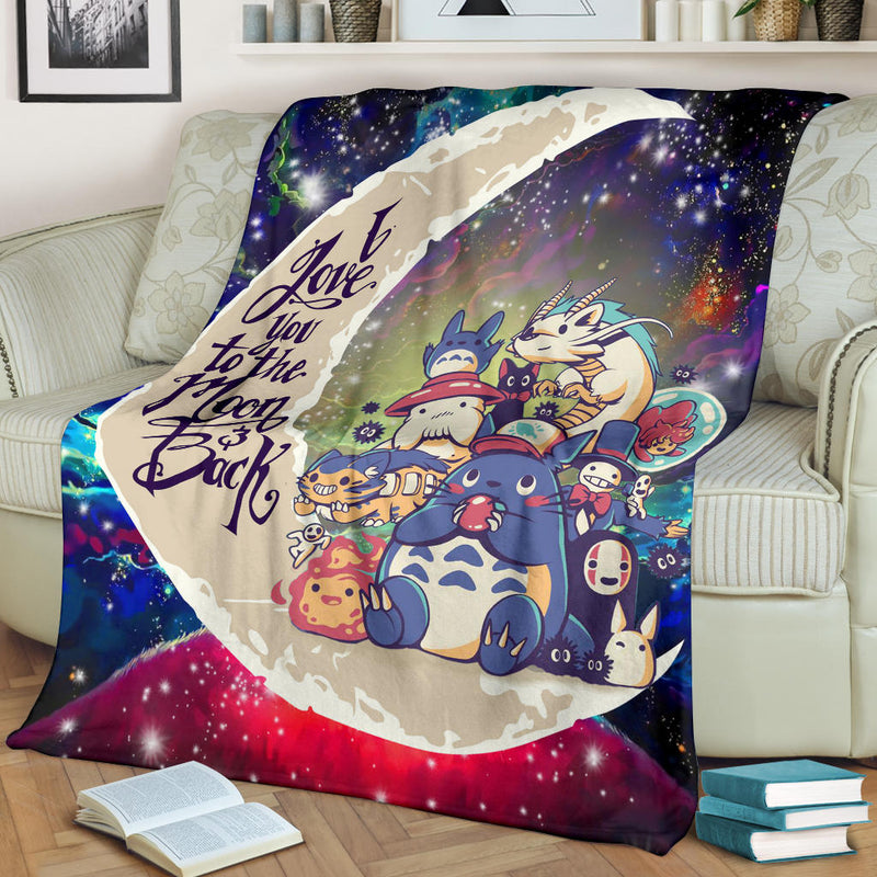 Ghibli Character Love You To The Moon Galaxy Premium Blanket Nearkii