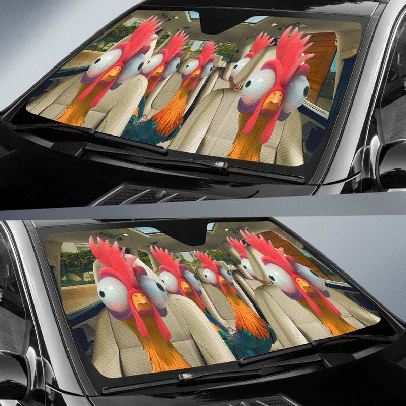 Funny Chickens Driving Car Auto Sunshades Nearkii